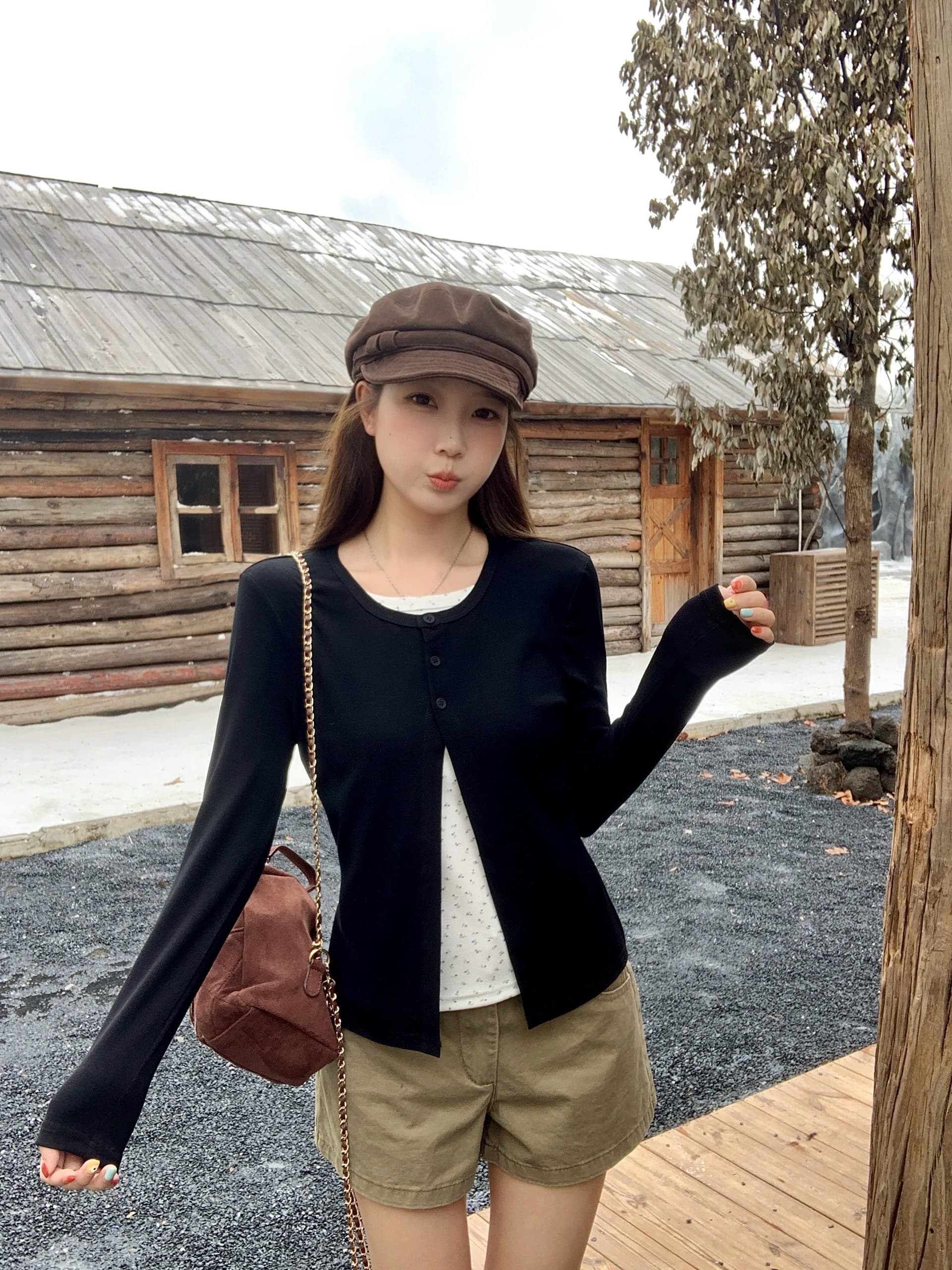 실사 빅 사이즈 가을 새로운 한 부서 꽃무늬 패치워크 배색 페이크 레이어드 긴팔 티셔츠 몸매 가꾸기 다용도 맨위 상세 이미지 4