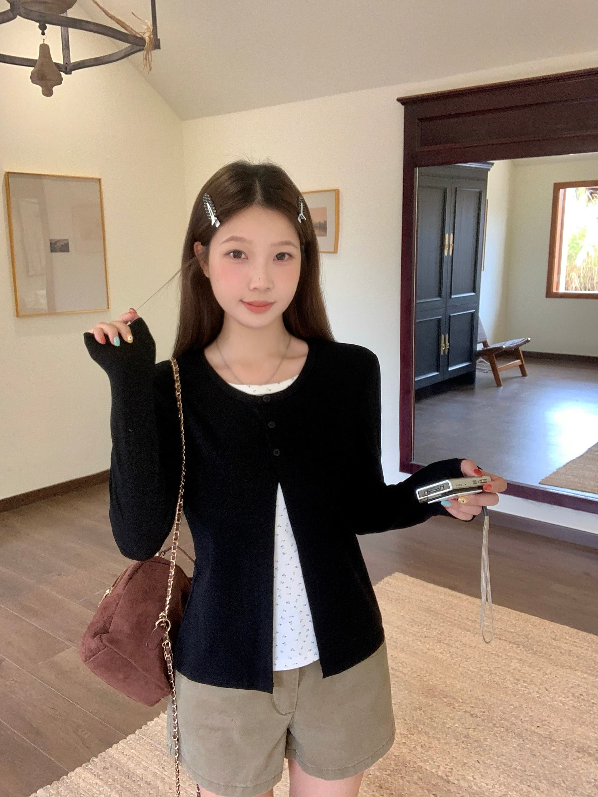 실사 빅 사이즈 가을 새로운 한 부서 꽃무늬 패치워크 배색 페이크 레이어드 긴팔 티셔츠 몸매 가꾸기 다용도 맨위 상세 이미지 6