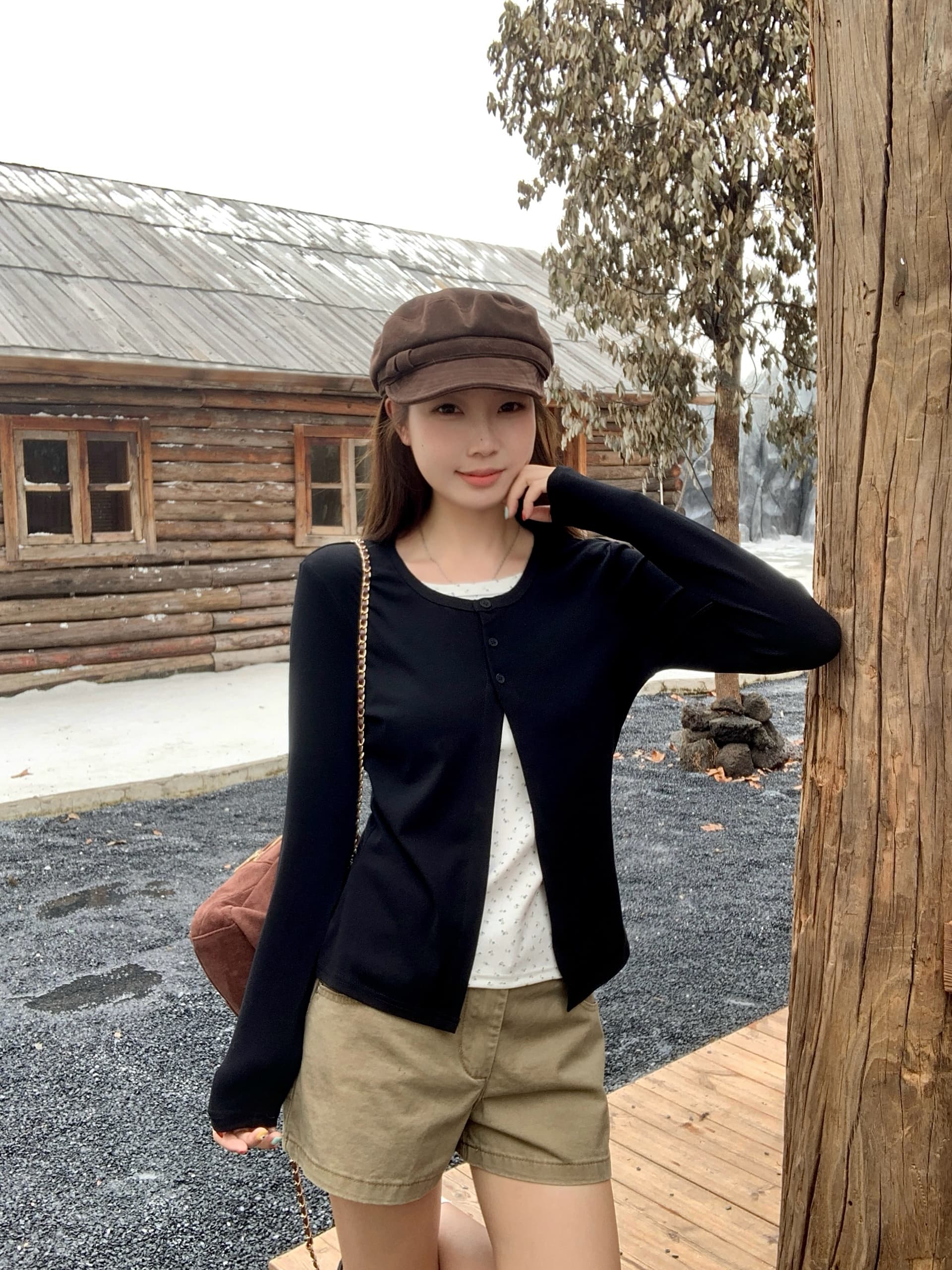 실사 빅 사이즈 가을 새로운 한 부서 꽃무늬 패치워크 배색 페이크 레이어드 긴팔 티셔츠 몸매 가꾸기 다용도 맨위 상세 이미지 8