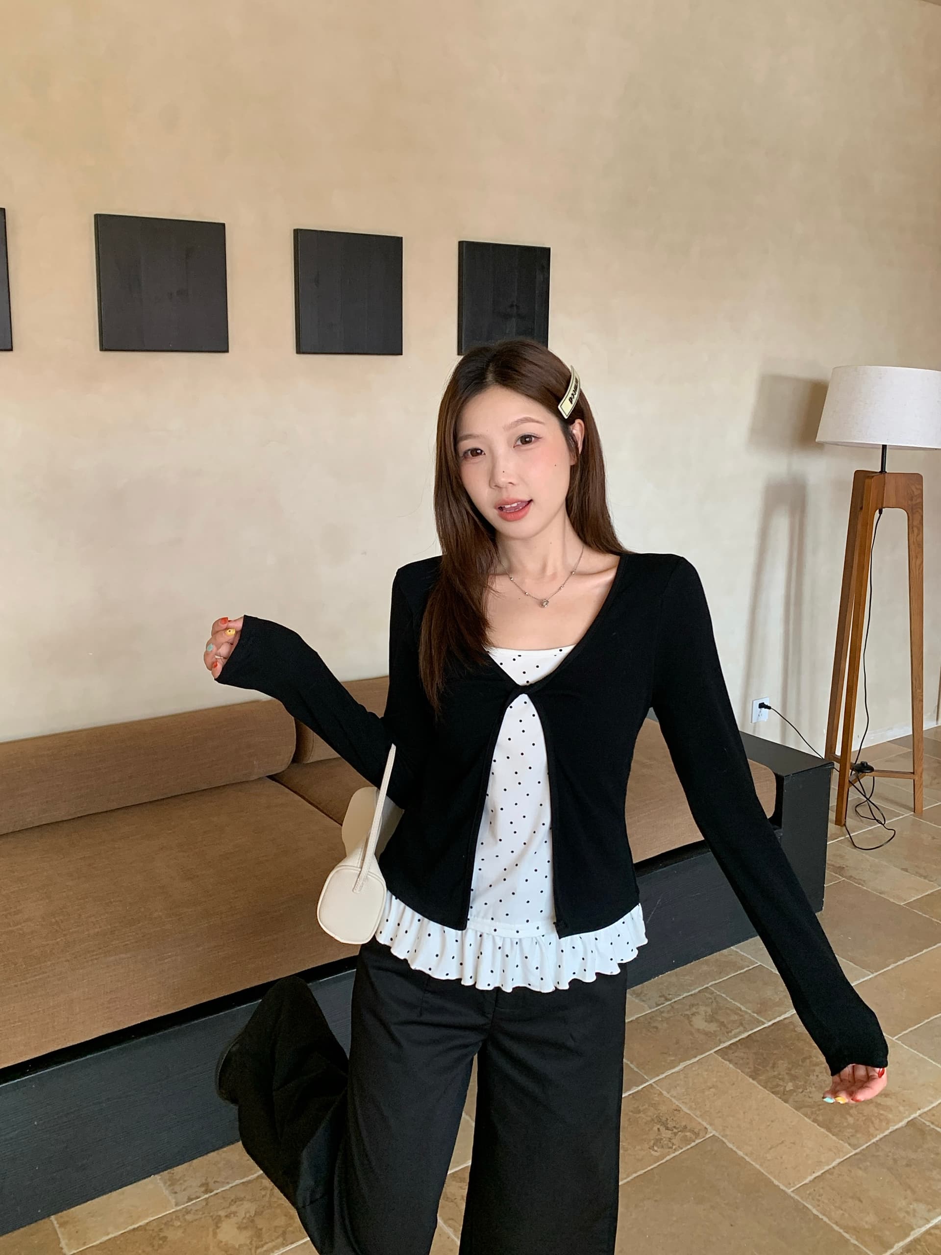 실사 빅 사이즈 통통한 여동생 한국 스타일 디자인 센스 페이크 레이어드 비틀림 레이스 긴팔 티셔츠 작은 대중 다용도 맨위 이미지 2