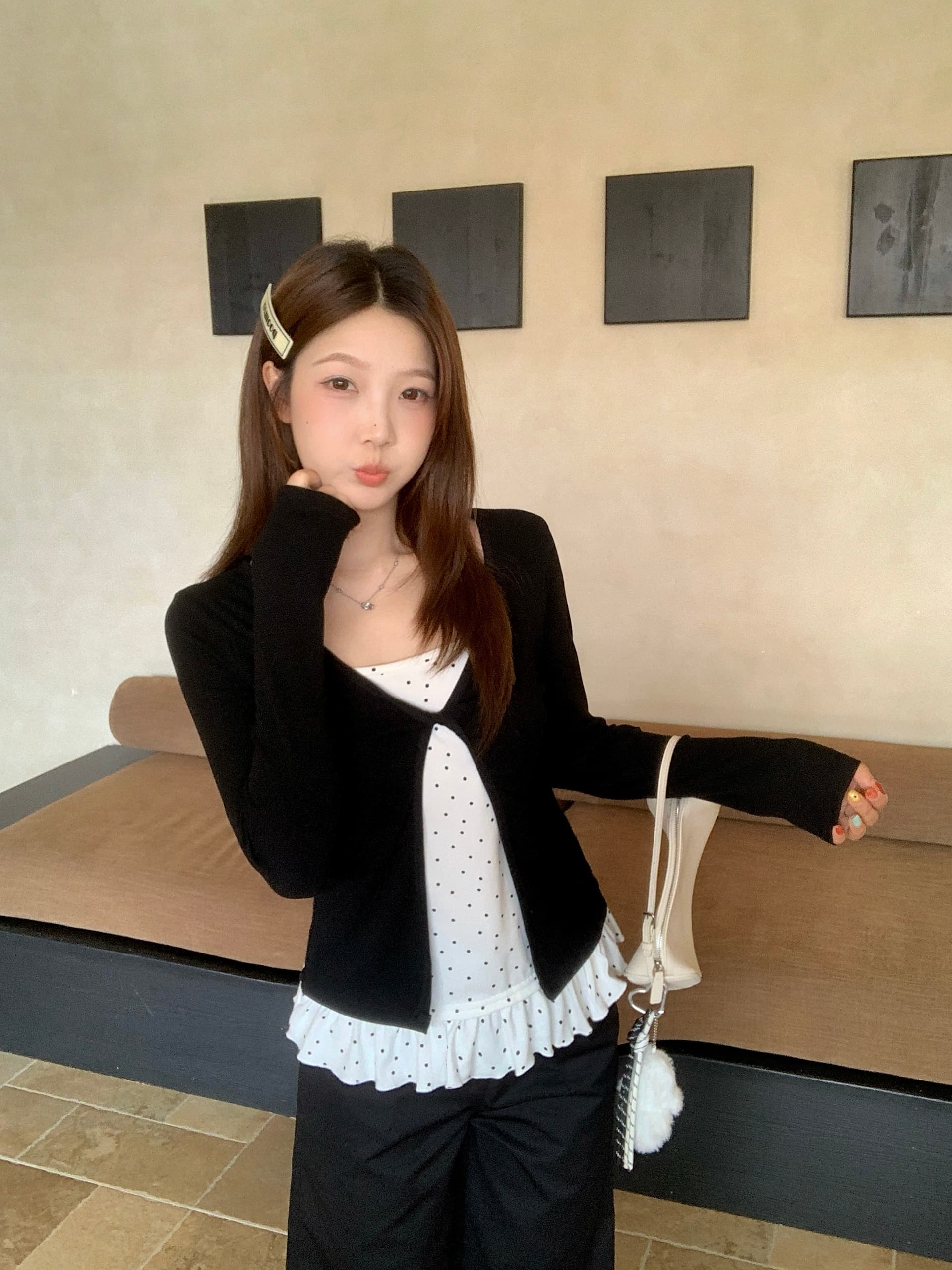 실사 빅 사이즈 통통한 여동생 한국 스타일 디자인 센스 페이크 레이어드 비틀림 레이스 긴팔 티셔츠 작은 대중 다용도 맨위 상세 이미지 6