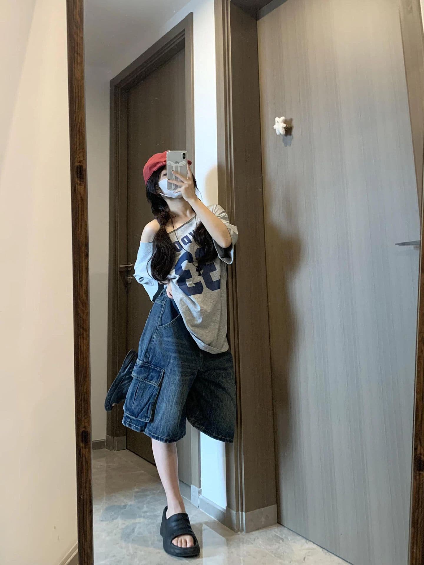 순수한 욕망 비스듬한 어깨 오프숄더 반팔 티셔츠 여성 여름 루즈핏 달콤한 핫걸 맨위 상세 이미지 8