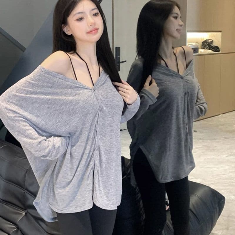 자외선 차단 오픈 가디건 여성 긴 소매 여름 외부 가져 가라. 얇은 스타일 루즈핏 통기성 맨위 여성 마이크로 ~을 통해 이미지 3
