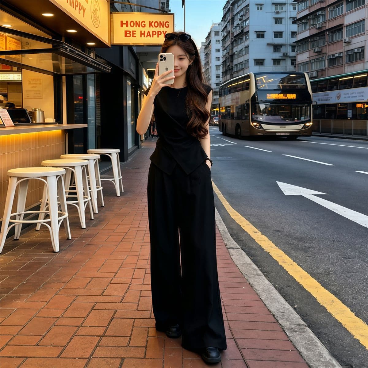 품격 한국 스타일 패션 세트 여성 여름 새로운 작은 대중 디자인 센스 반팔 와이드 레그 팬츠 투피스 세트 상세 이미지 5