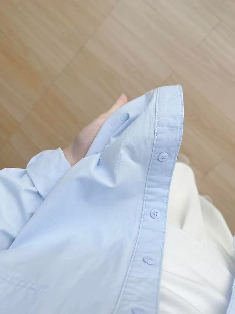 순면 긴팔 2026 봄 여름 새로운 남녀 단색 셔츠 디자인 센스 루즈핏 카디건 코트 상세 이미지 16