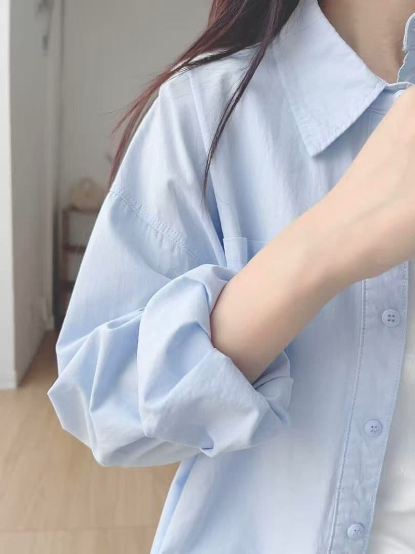 순면 긴팔 2026 봄 여름 새로운 남녀 단색 셔츠 디자인 센스 루즈핏 카디건 코트 상세 이미지 17