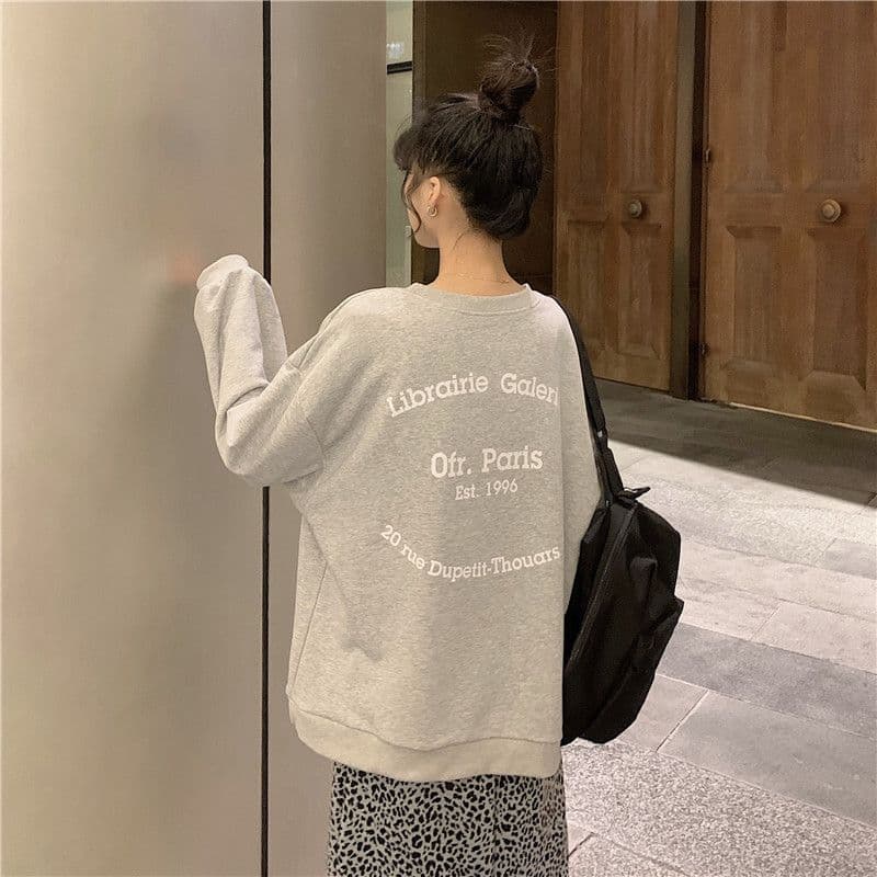 얇은 스타일 털이 있는 대 후드티 라운드 넥 후드티 여성 한국 스타일 루즈핏 긴팔 얇은 스타일 맨위 상세 이미지 7