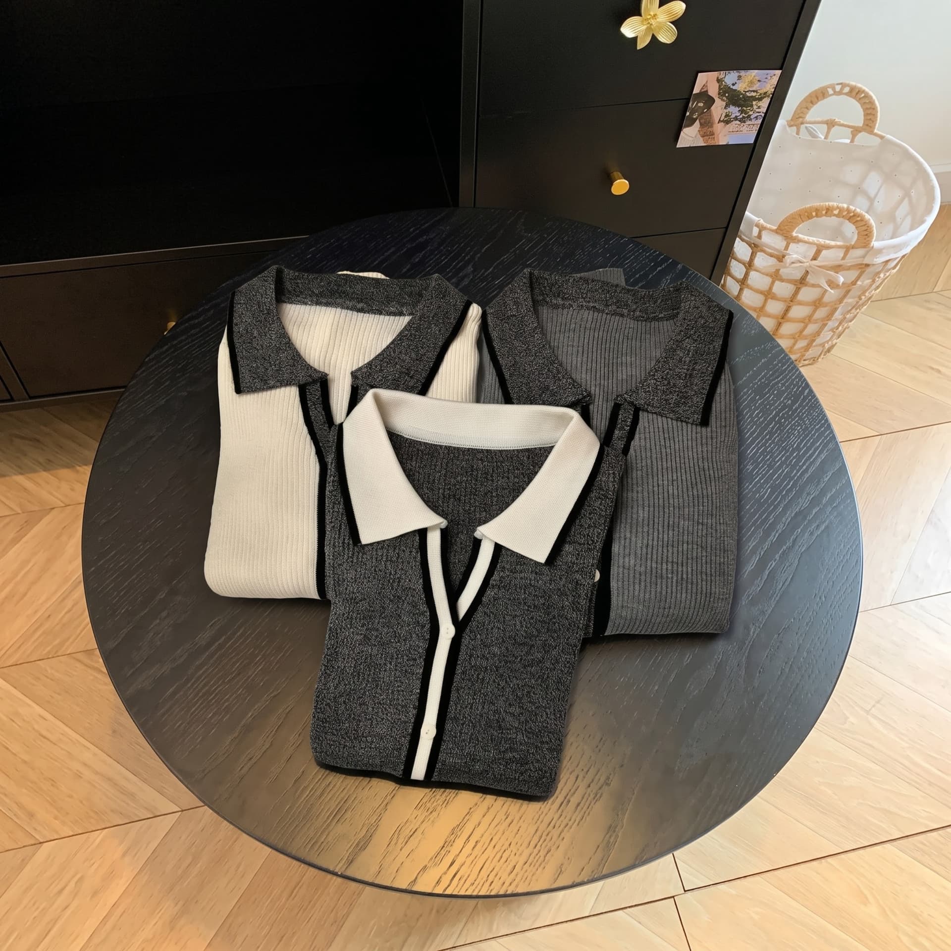 실사 가을 겨울 새로운 레트로 빛 게으른 지배 오래된 돈 바람 고급 POLO 칼라 배색 니트 오픈 가디건 맨위 트렌디 이미지 5