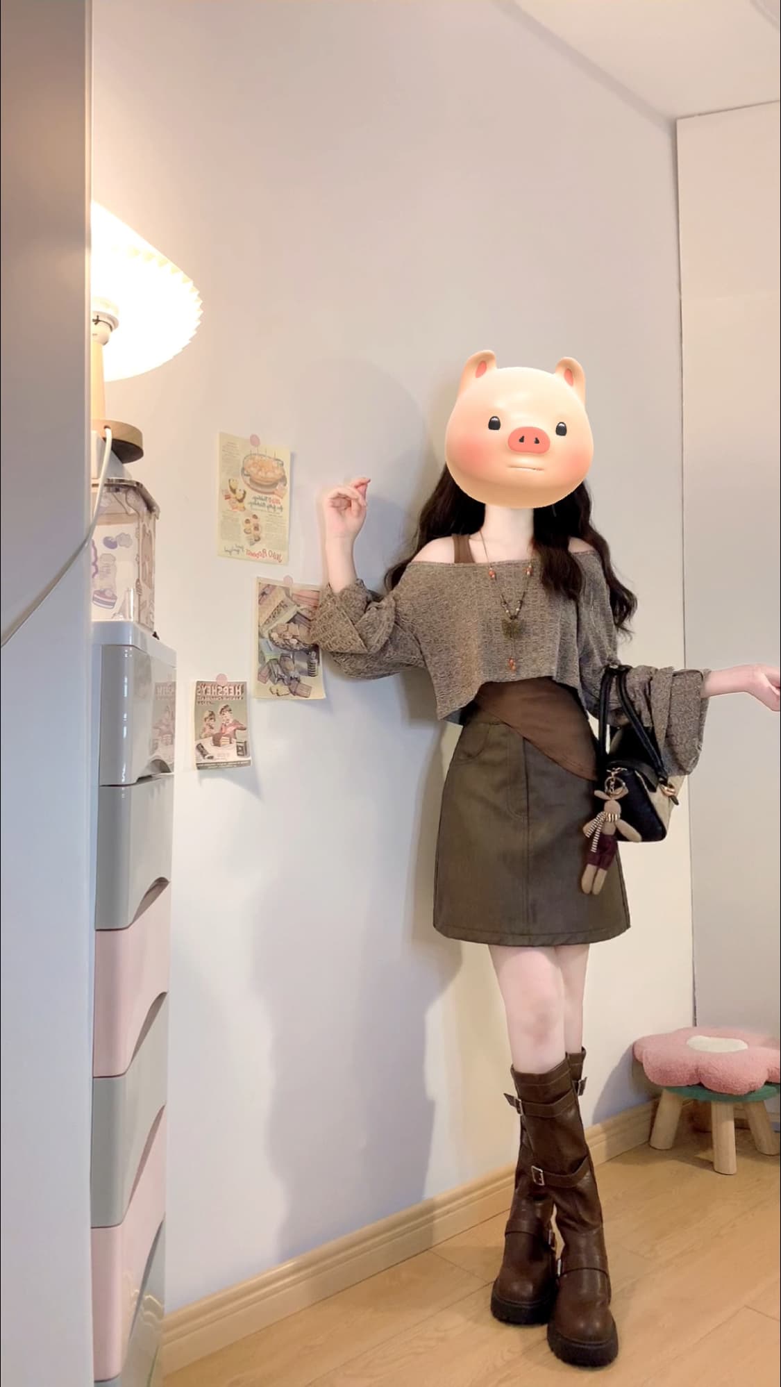 실사 난 머리말 출처 어린이 마이크로 지방 여성 의류 2025 년 가을 의상 신제품 레트로 연령 감소 패션 3종 세트 이미지 4