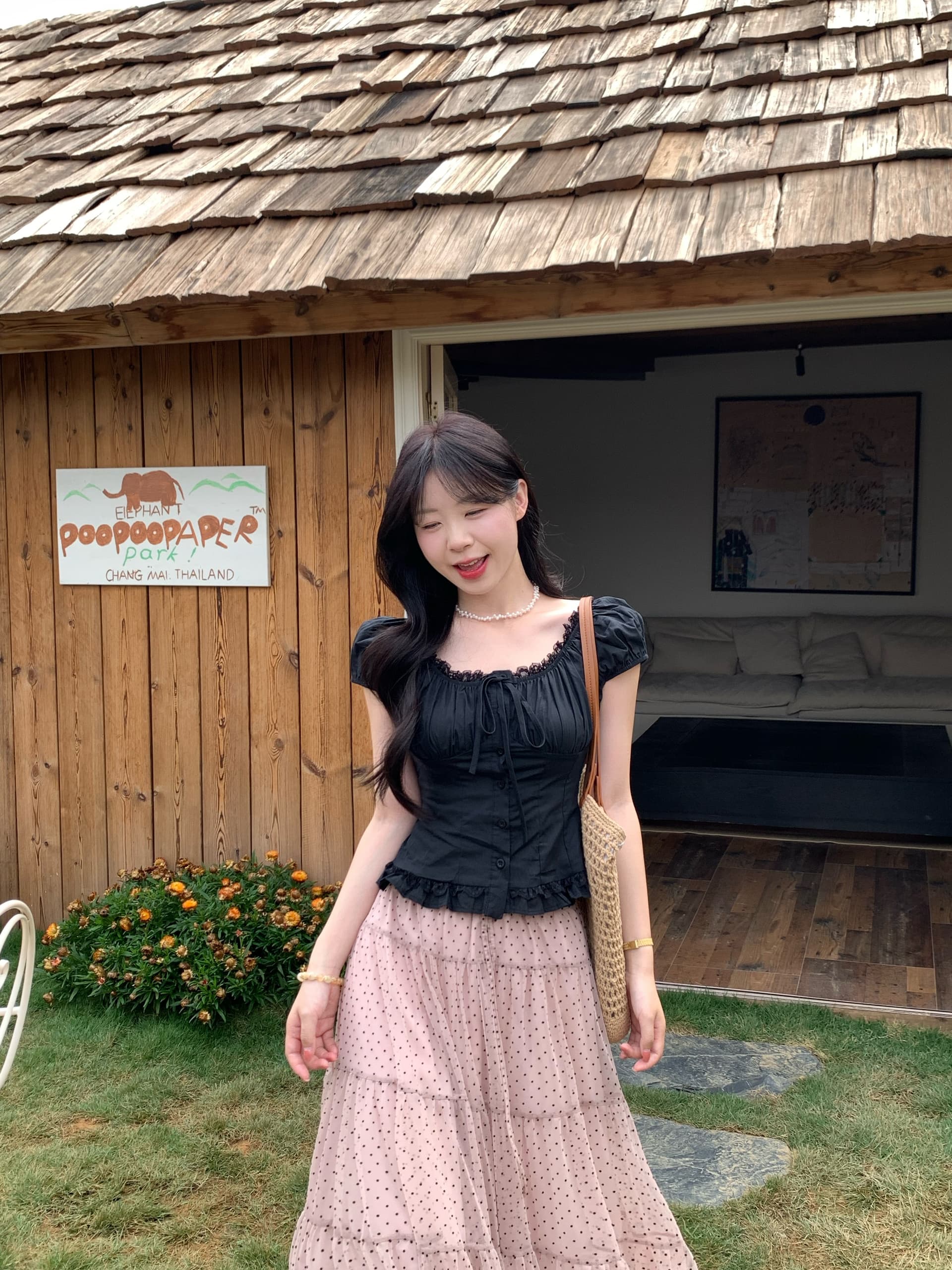 실사 빅 사이즈 지방 mm 달콤한 스타일 광장 칼라 맨위 도트 무늬 반신 스커트 여성 새로운 투피스 세트 허리 수축 몸매 가꾸기 세트 상세 이미지 5