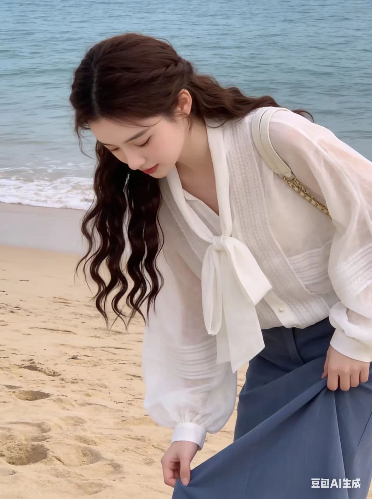 빅 사이즈 마이크로 ~을 통해 화이트 고급 센스 긴팔 여성 셔츠 봄 지방 mm 루즈핏 연령 감소 셔츠 자외선 차단 슬림해 보이는 맨위 이미지 4