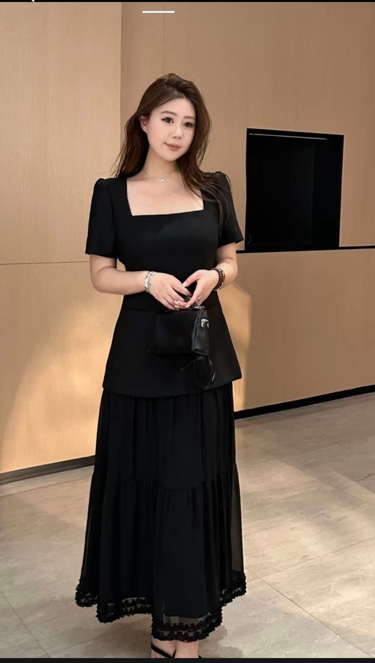 선적 중 키키 이상한 빅 사이즈 여성 의류 맑은 주간 입장권 페이크 레이어드 패치워크 프릴 드레스 상세 이미지 2