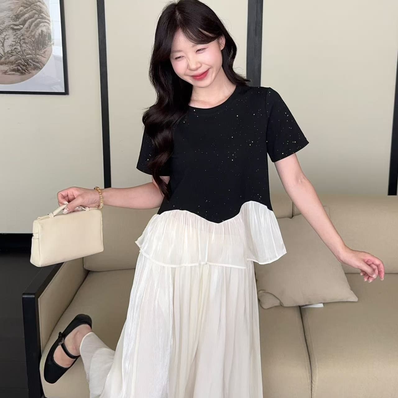 실사 여름 새로운 지방 mm 프랑스식 좋은 플래시 패치워크 맨위 와이드 레그 팬츠 두 세트 로드 중 이미지 5