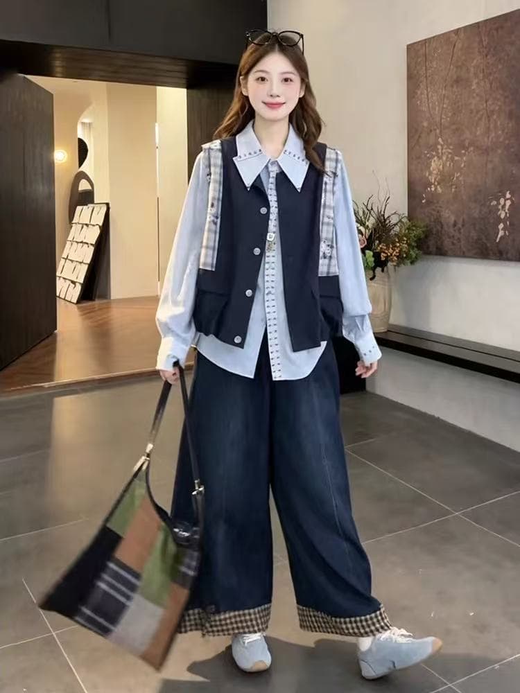 gvl 라운드 맨위 블루 브릿지 레거시 꿈 가을 새로운 디자인 센스 폴로 칼라 외국 가스 레트로 캐주얼 셔츠 상세 이미지 3
