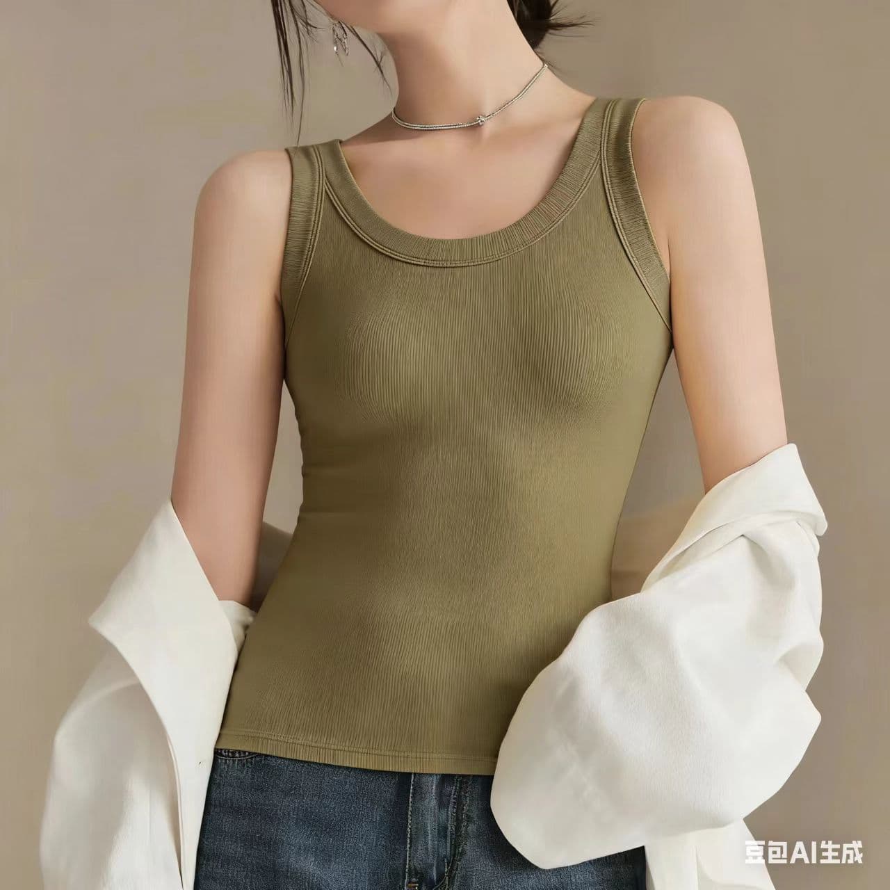 다용도 노출 방지 민소매 얇은 스타일 인사이드 가져 가라. 만나는 캐미솔 여름 신축성 몸매 가꾸기 슬림해 보이는 외출용 한국 스타일 이미지 5