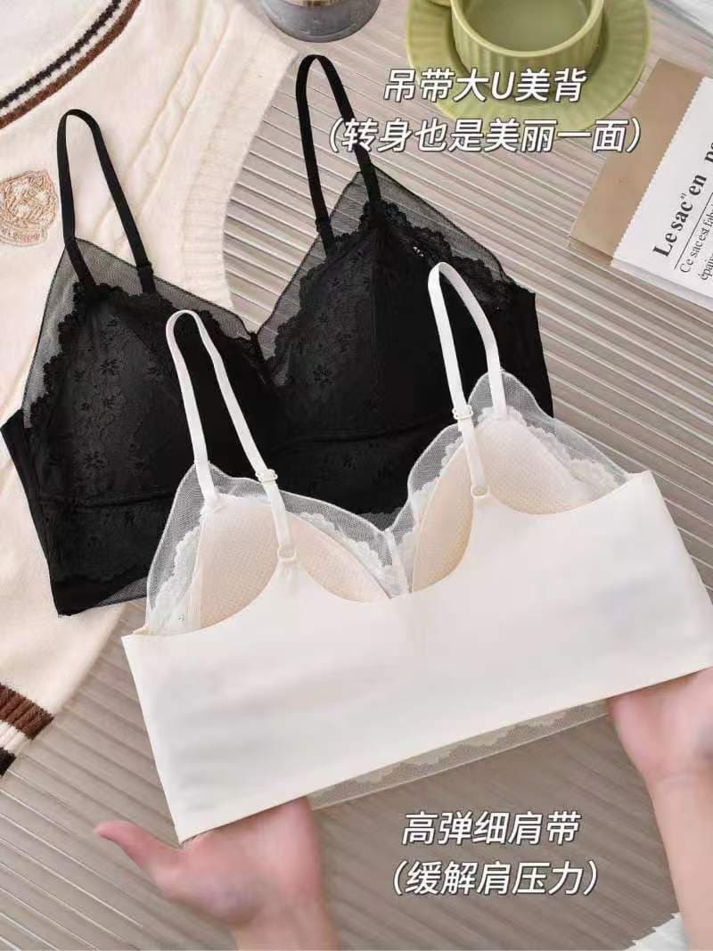 낭만주의 레이스 아름다움 뒤로 수 있습니다. 조정 슬립 통기성 하나 고정 컵 통기성 포장 가슴 안쪽 의류 여성 이미지 2