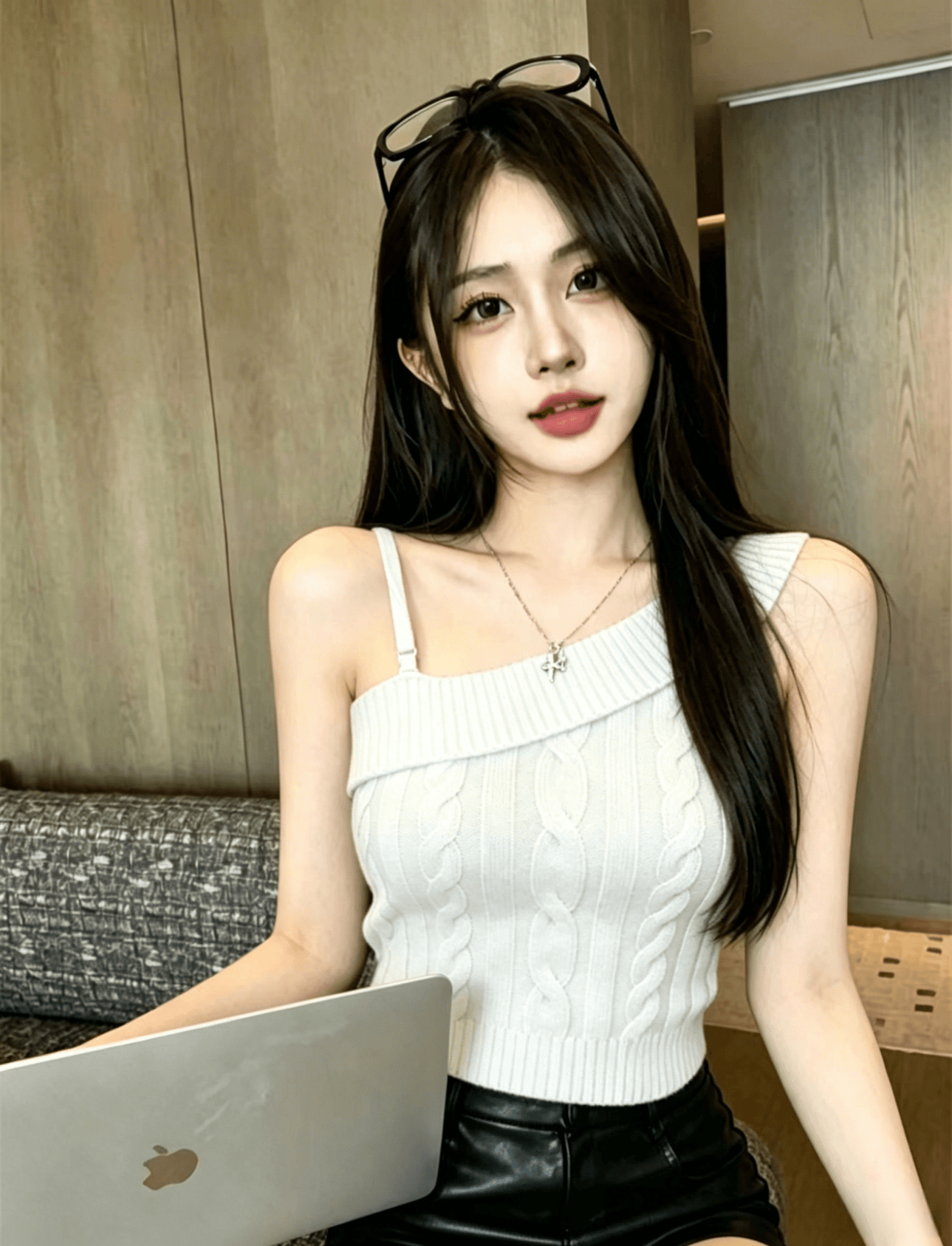 실사 정가 여름 새로운 핫걸 순수한 욕망 비스듬한 어깨 수 있습니다. 조정 꽈배기 니트 몸매 가꾸기 슬림해 보이는 조끼 맨위 이미지 4