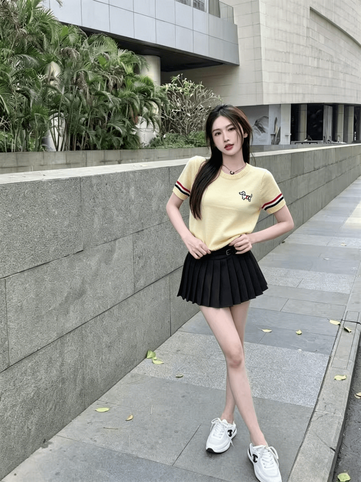 실사 정가 2026 새로운 자수 라운드 넥 니트 몸매 가꾸기 반팔 미니멀리즘 학원 캐주얼 바람 상세 이미지 11