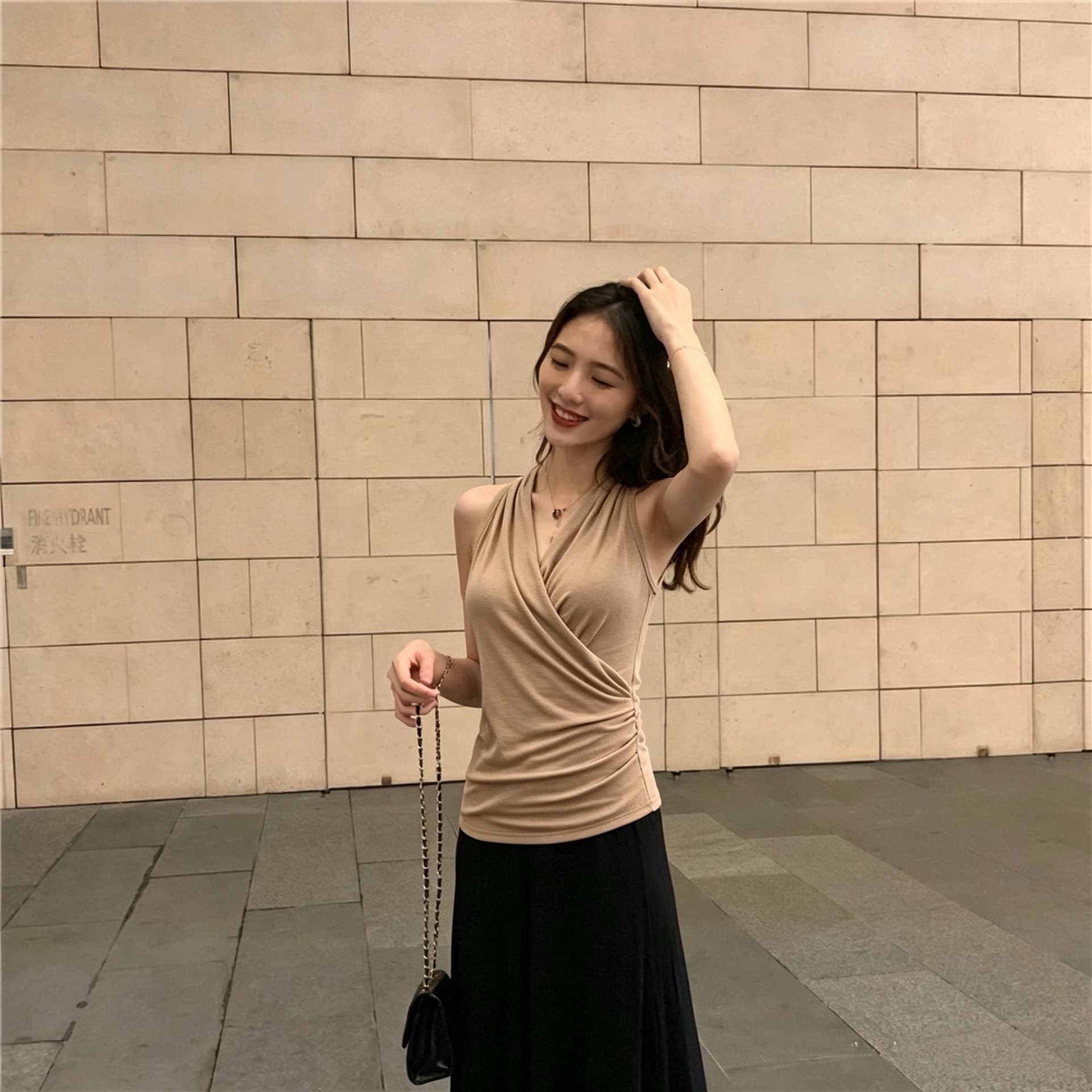 실사 정가 여름 새로운 순수한 욕망 행침 목 V넥 풀오버 조끼 디자인 바람 십자가 맨위 상세 이미지 1