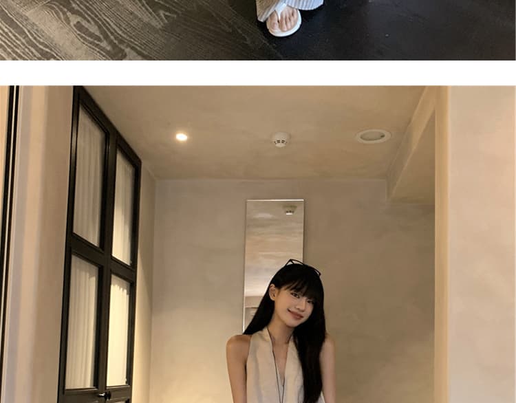 재고 있음 원본 마 색상 임산부 맨위 루즈핏 여름 민소매 표지 배 확실하지 않음 임신 한 임산부 와이드 레그 팬츠 넘 조각 상세 이미지 25