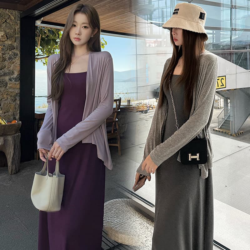 출산 착용 여름 드레스 드레스 패션 편안함 신축성 조끼 스커트 숄 느긋한 바람 매운맛 엄마 품격 세트 드레스 이미지 5