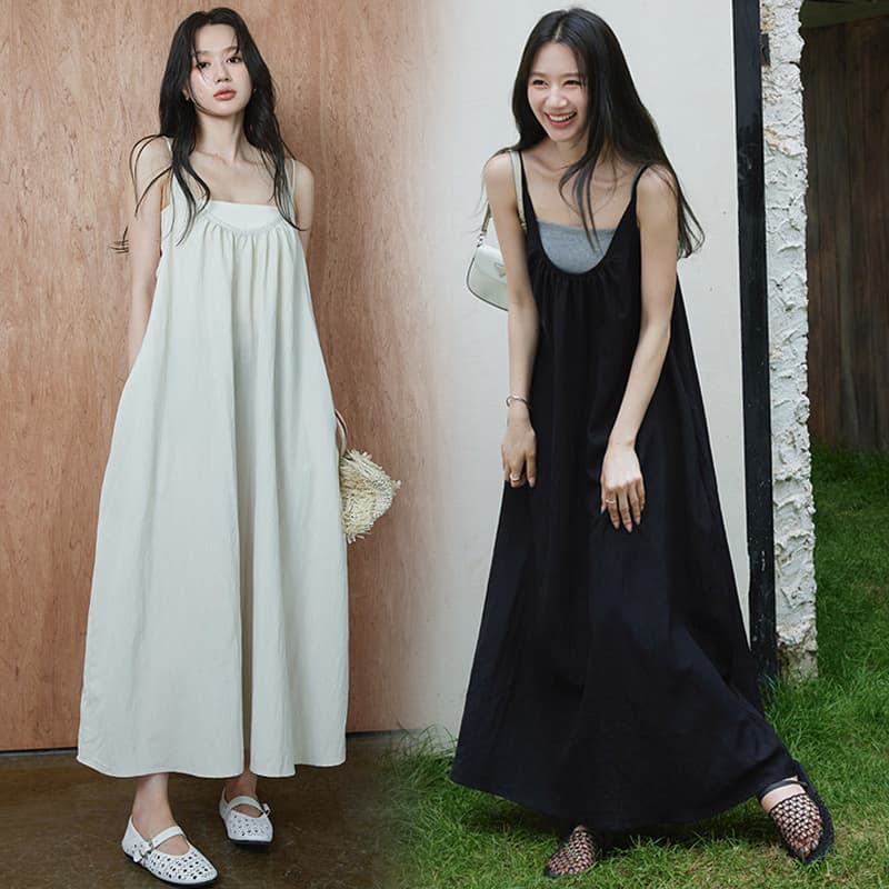 임산부 드레스 여름 투피스 세트 숨기기 고기 확실하지 않음 임신 한 u 칼라 대 진자 슬립 드레스 튜브탑 슬립 이미지 4