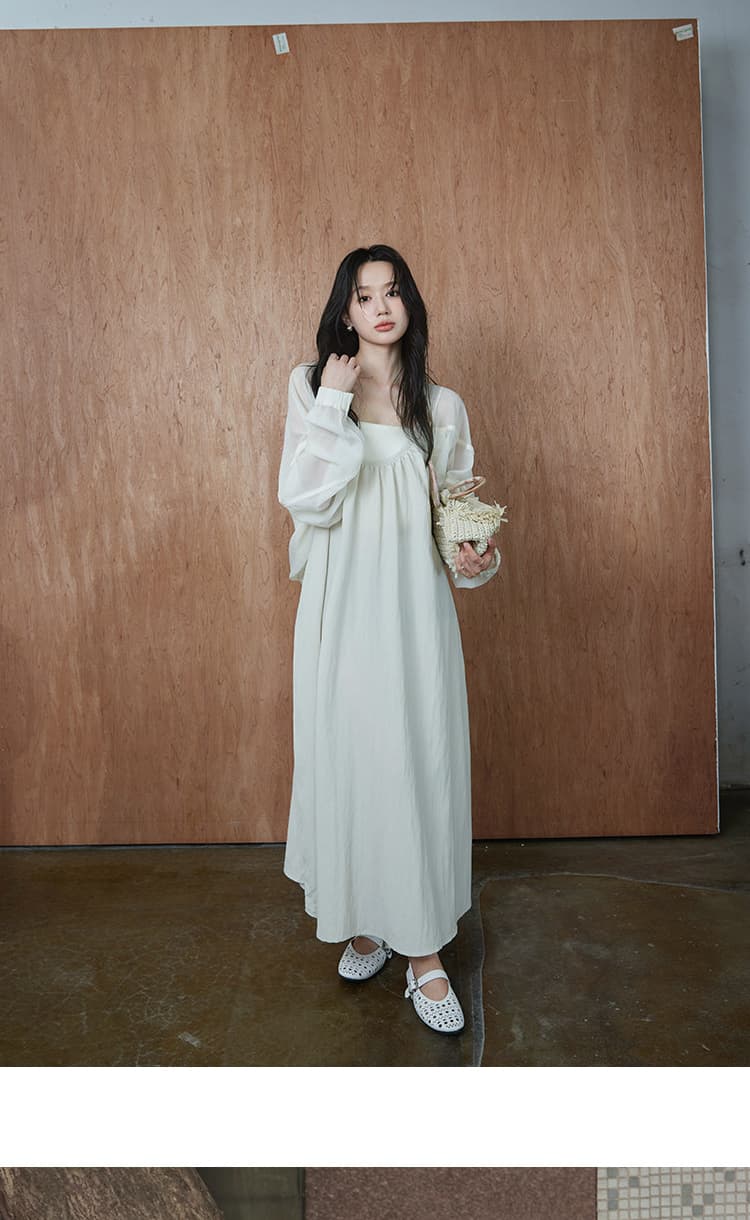 임산부 드레스 여름 투피스 세트 숨기기 고기 확실하지 않음 임신 한 u 칼라 대 진자 슬립 드레스 튜브탑 슬립 상세 이미지 14