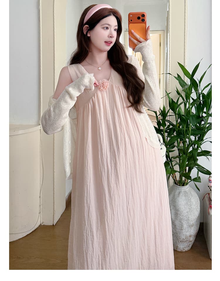 실사 임산부 드레스 여름 부드러운 바람 품격 임산부 조끼 스커트 루즈핏 슬림해 보이는 아름다운 품격 출산 스커트 상세 이미지 23