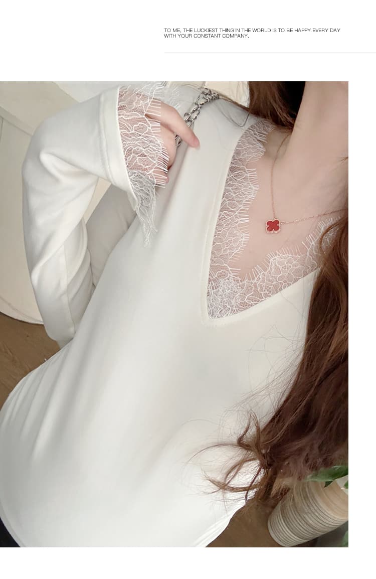 실사 재고 있음 임산부 기본 셔츠 가을 인사이드 가져 가라. 패션 슬림해 보이는 몸매 가꾸기 신축성 임산부 V넥 레이스 셔츠 상세 이미지 20