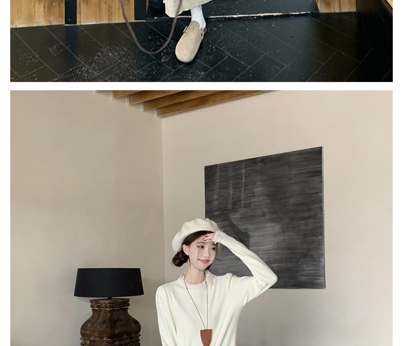 재고 있음 임산부 스웨터 세트 가을 겨울 다용도 스웨터 임산부 레이스 기본 셔츠 임산부 반신 스커트 상세 이미지 16