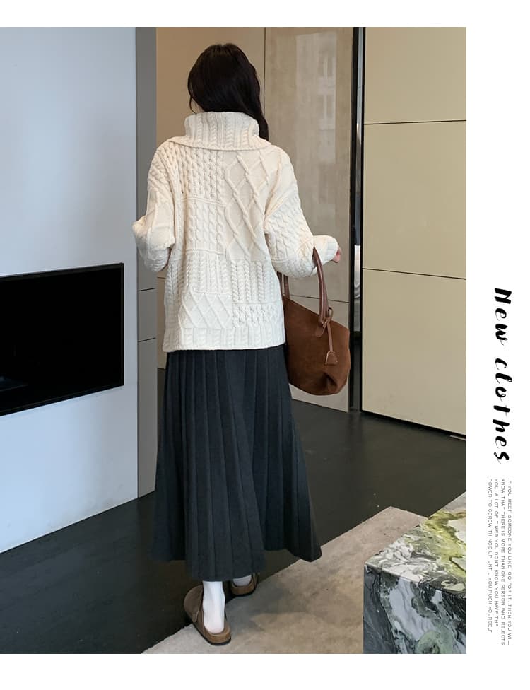 실사 재고 있음 출산 착용 가을 겨울 임산부 스웨터 코트 어두운 회색 반신 치마 세트 다용도 슬림해 보이는 상세 이미지 33