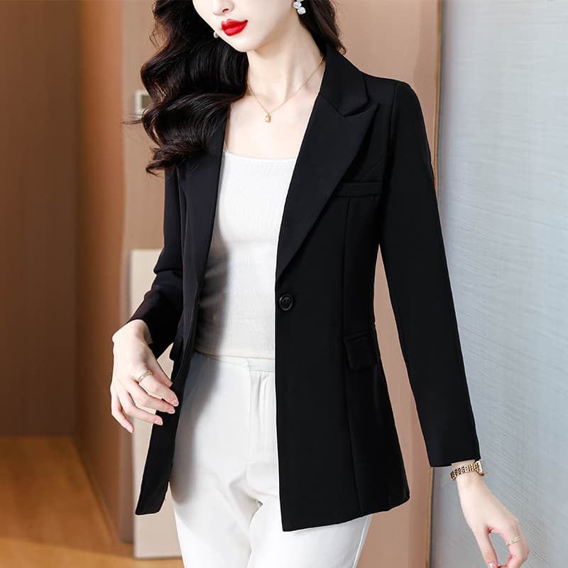 가을 신제품 기초 섹션 정장 여성 코트 검정색 긴팔 몸매 가꾸기 정장 여성 셔츠 이미지 2