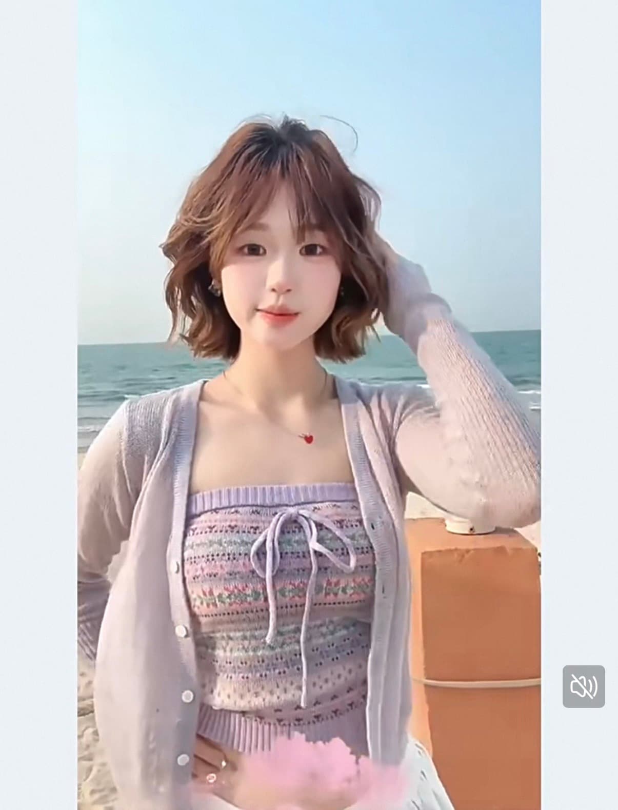 popchee 봄날 꽃 9 색상 자카드 얇은 니트 튜브탑 이미지 3