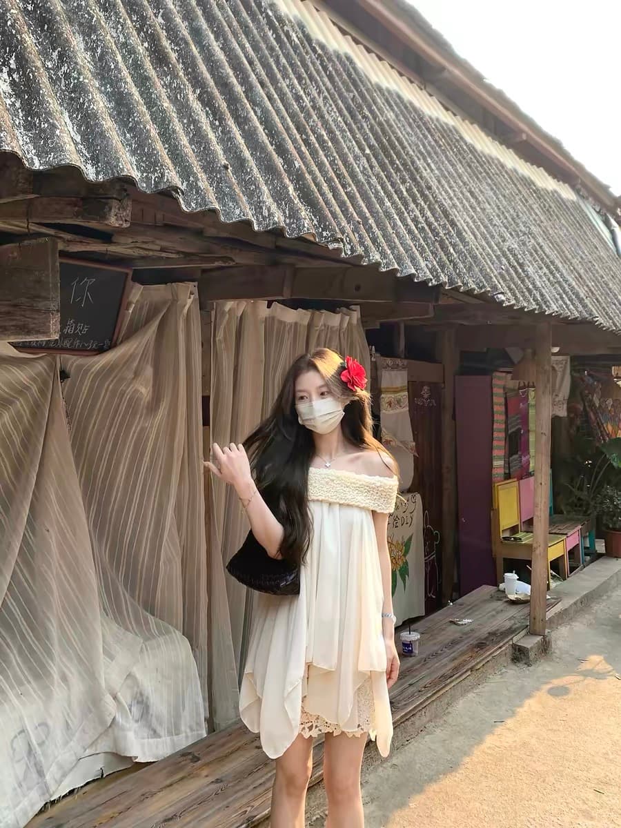 xxiiuu 남쪽 법 지배 여름 새로운 불규칙 디자인 센스 오프숄더 쉬폰 톱 여성 요정 작은 셔츠 이미지 2
