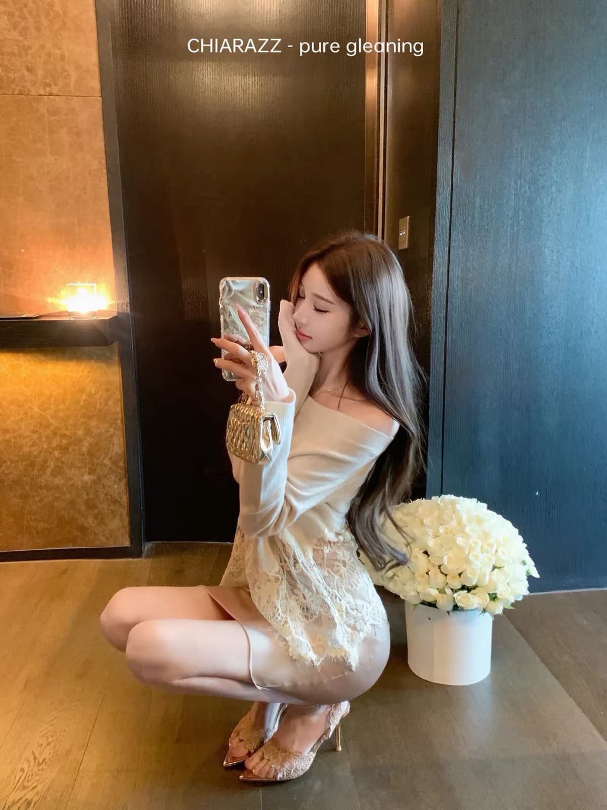 수영장 자오 짜오 chiarazz 빛 요리 한 중력 es 양모 모헤어 오트밀 색상 레이스 니트 스웨터 이미지 4