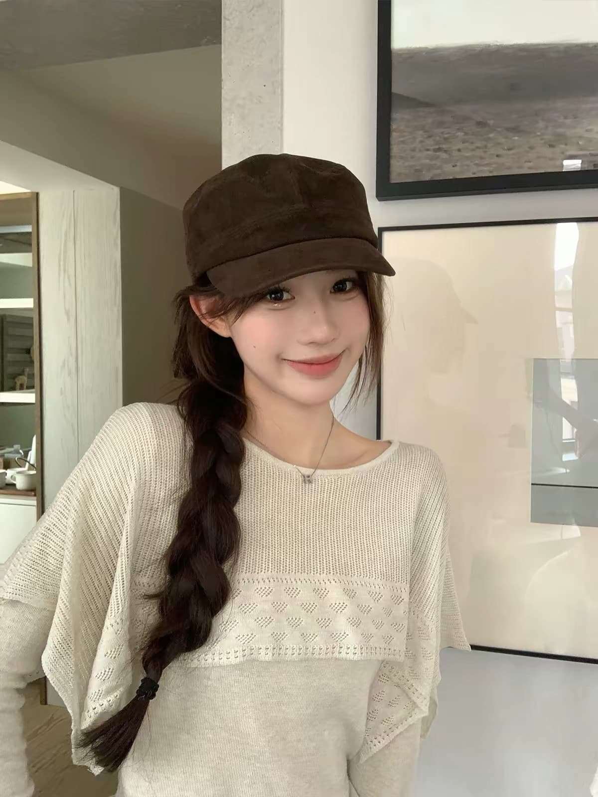 송 긍정적 인 En 페이크 레이어드 숄 니트 긴 소매 티셔츠 여자 이른 가을 착용 가져 가라. ins 한 스타일 디자인 센스 몸매 가꾸기 맨위 상세 이미지 3