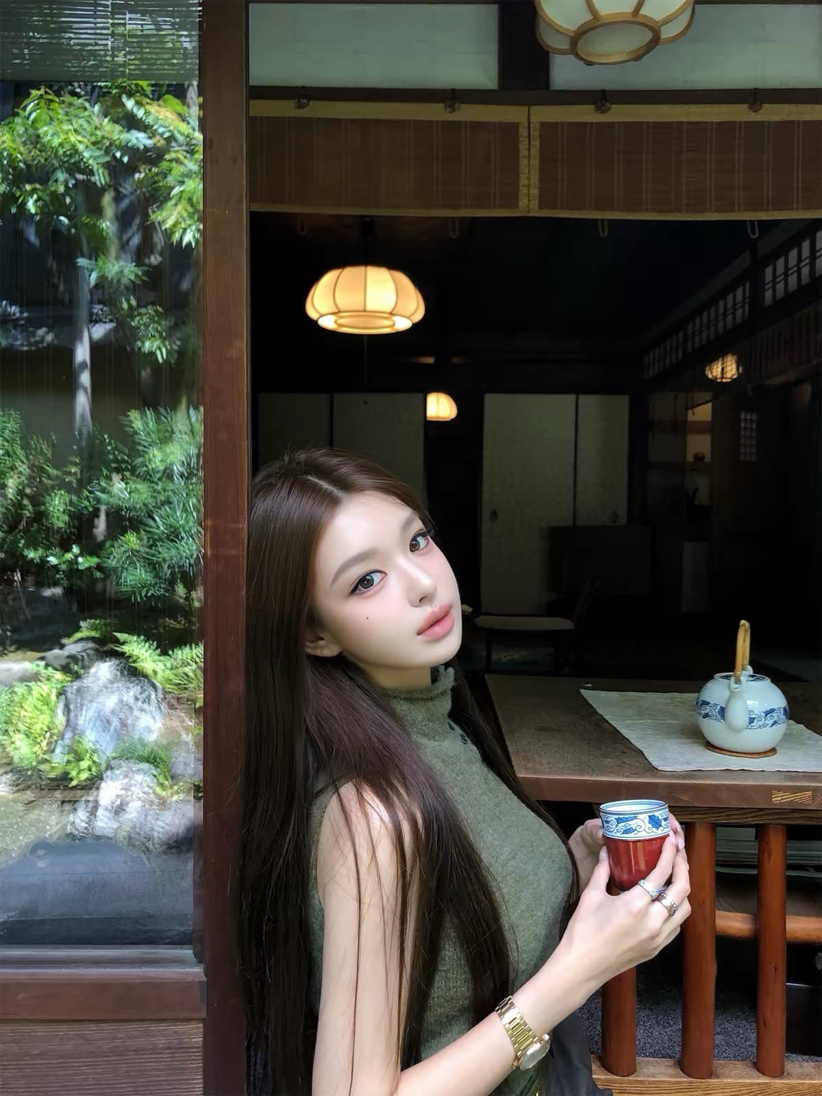안녕하세요. 팬 팬 my chic 높음 지혜 분위기 높음 칼라 민소매 니트 맨위 상세 이미지 2