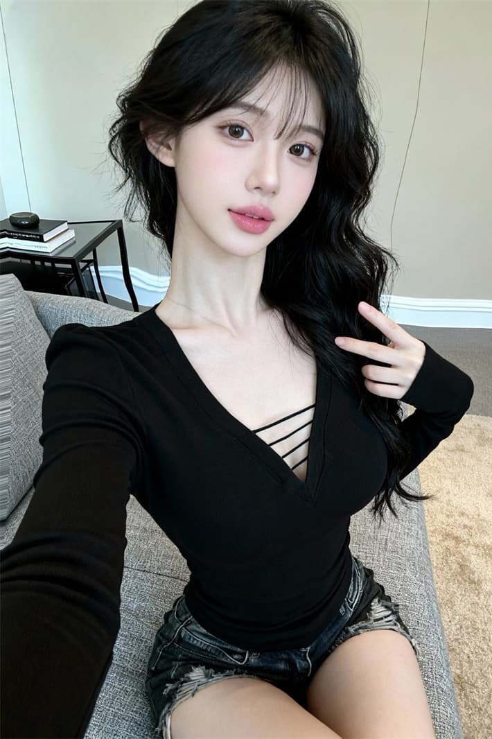 있음 보호 봄 새로운 순수한 욕망 바람 v 넥타이 가슴 패드 긴팔 기본 셔츠 여성 달콤한 매운맛 인사이드 가져 가라. 티셔츠 맨위 이미지 6