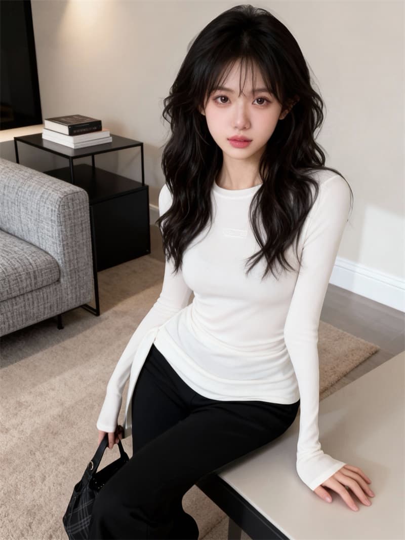 있음 보호 봄 새로운 한 부서 달콤한 자매 부드러운 찹쌀 긴팔 기본 셔츠 여성 자수 펌프 로프 스트랩 핫걸 맨위 상세 이미지 4