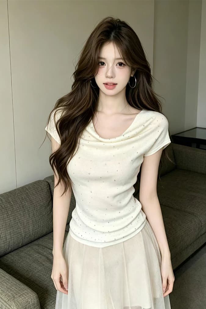 있음 보호 여름 켜기 새로운 순수한 욕망 흔들다 칼라 핫픽스 반팔 니트 스웨터 여성 고급 센스 인사이드 잡아라. 의류 여성 이미지 6