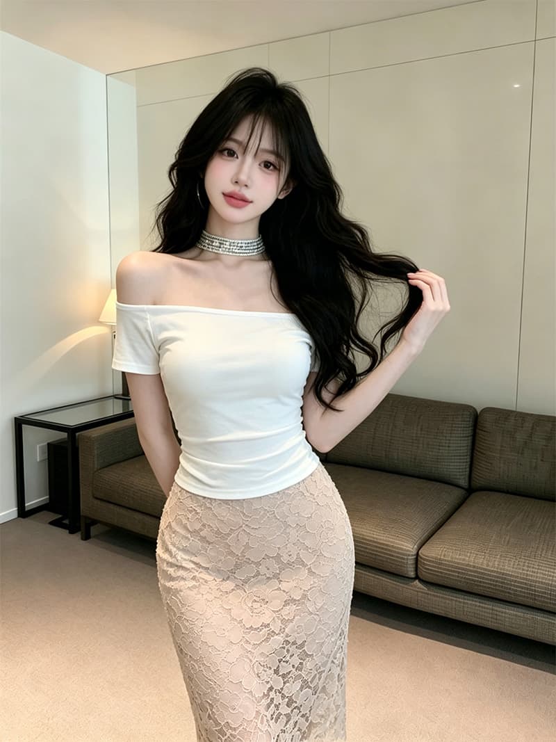 있음 보호 여름 켜기 새로운 순수한 욕망 섹시함 로얄 자매 맨위 여성 양성 및 음성 둘 착용 오프숄더 흔들다 훈련 행침 목 반팔 티셔츠 여성 이미지 3