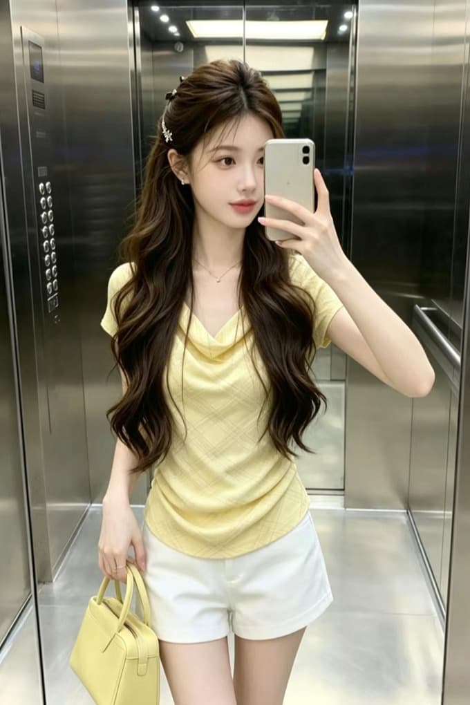 있음 보호 여름 켜기 새로운 한 부서 휴식 느긋한 흔들다 칼라 반팔 티셔츠 여성 셔츠 홀로우 아웃 버튼 매듭 뒤로 작은 셔츠 이미지 6