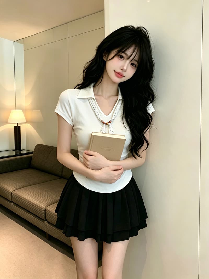 있음 보호 여름 켜기 새로운 한 부서 품격 V넥 반팔 티셔츠 여성 레저 다용도 슬림해 보이는 맨위 트렌디 경기 스카프 상세 이미지 13