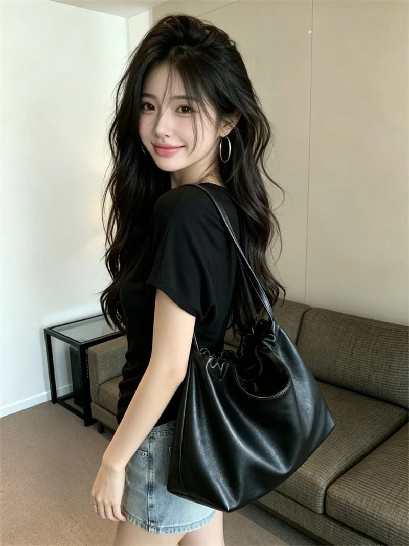 있음 보호 여름 켜기 새로운 한 부서 미니멀리즘 휴식 센스 V넥 루즈핏 박쥐 반팔 티셔츠 여성 단색 맨위 트렌디 상세 이미지 10