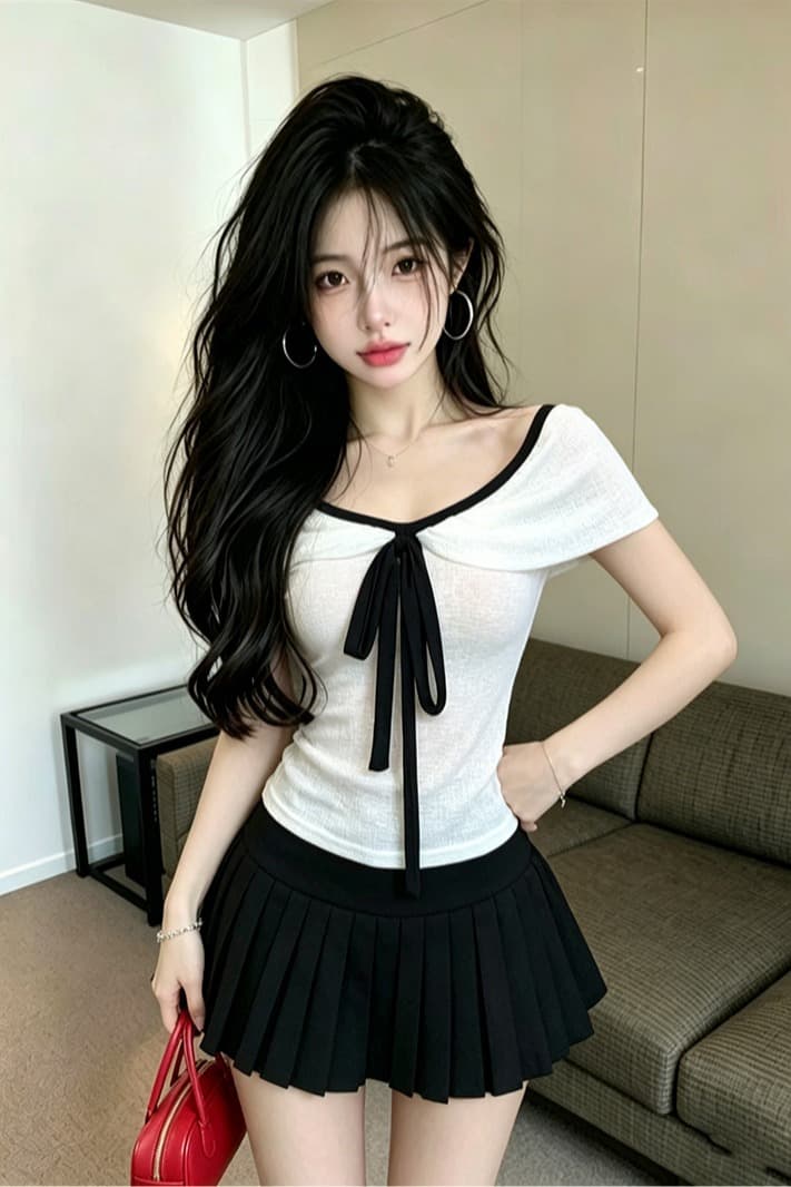 있음 보호 여름 켜기 새로운 부드러운 바람 오프숄더 나비 넥타이 니트 스웨터 여성 연령 감소 오프숄더 맨위 여성 이미지 6