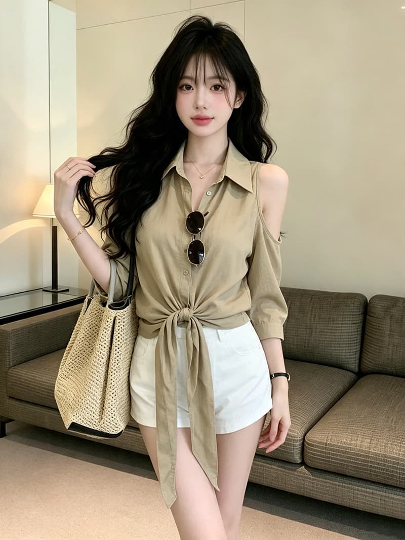 있음 보호 가을 켜기 새로운 한 부서 품격 오프숄더 디자인 출퇴근 슬림해 보이는 스트랩 셔츠 여성 레저 맨위 상세 이미지 8
