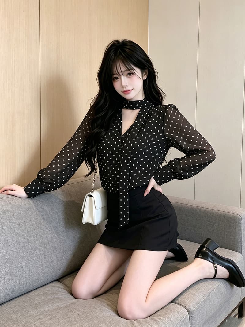 있음 보호 가을 켜기 새로운 프랑스식 품격 리본 쉬폰 블라우스 긴팔 여성 셔츠 루즈핏 느긋한 센스 맨위 상세 이미지 13