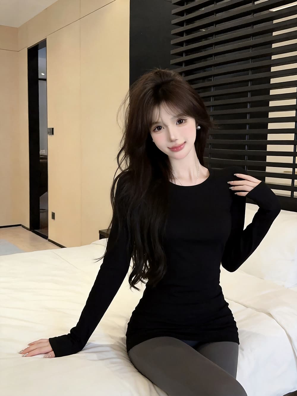 있음 보호 가을 켜기 새로운 2026 순수한 욕망 바람을 피우다 롱 코트 맨위 여성 티셔츠 작은 셔츠 몸매 가꾸기 슬림해 보이는 긴팔 만나는 상세 이미지 11