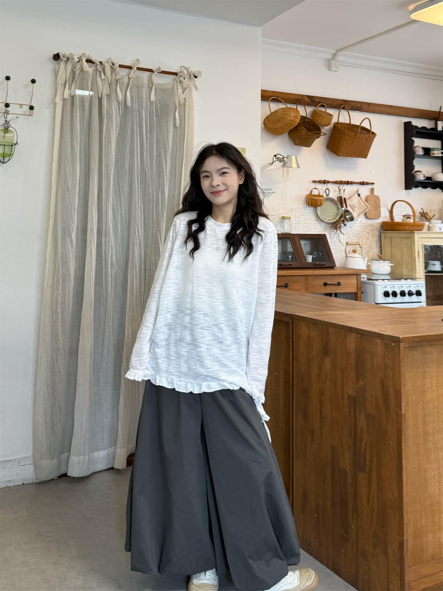 실사 새끼 고양이 니트 말 플러스 인사이드 가져 가라. t+ 회색 배기 바지 상세 이미지 12