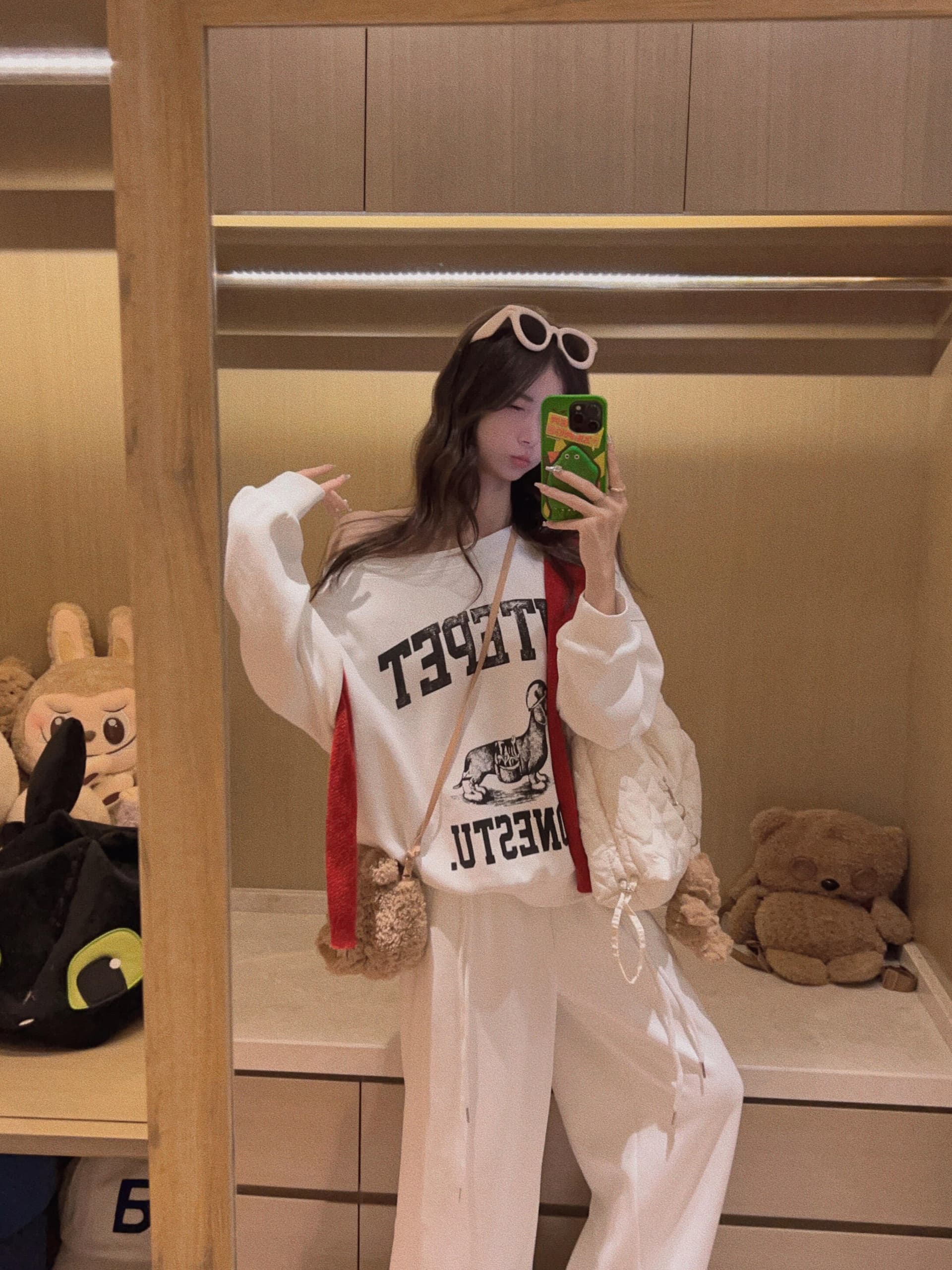 한 부서 핫걸 개 알파벳 비스듬한 어깨 후드티 여성 2026 새로운 루즈핏 oversize 느긋한 바람 맨위 상세 이미지 4